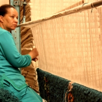 Weaving a pile carpet, Marrakesh