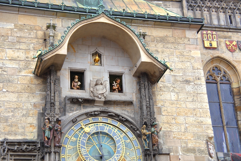 Czech Republic - Prague - On the hour the 12 Apostles appear 2 at a time above the Astronomical Clock on the Old Town Hall