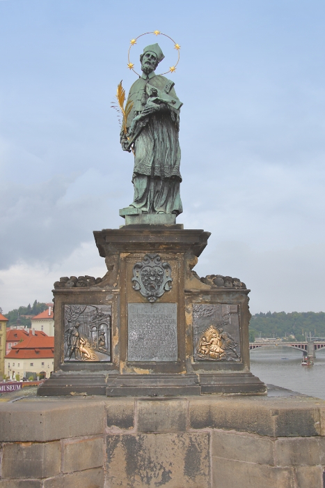 Czech Republic - Prague - Several 18th century statues originally on Charles Bridge now replaced by replicas