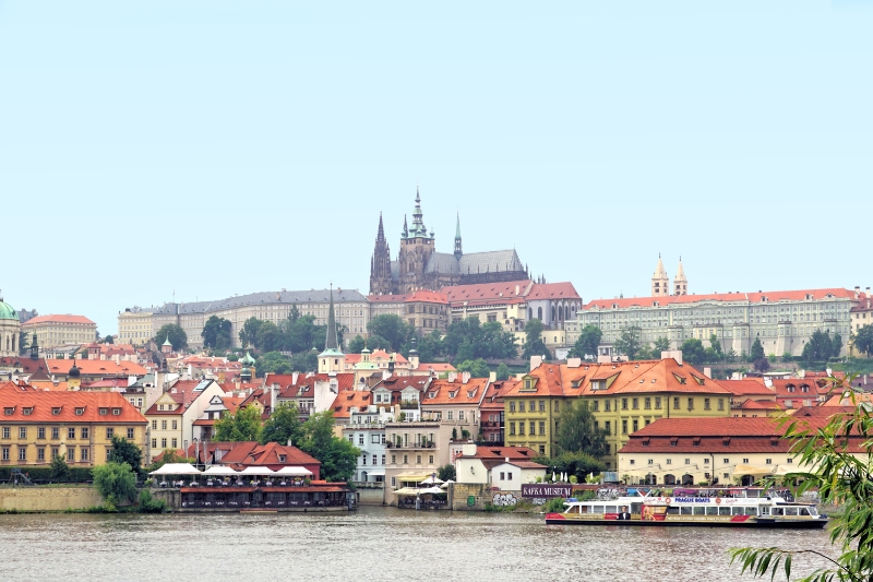Czech Republic - Prague - Vltava River, Prague Castle in the background