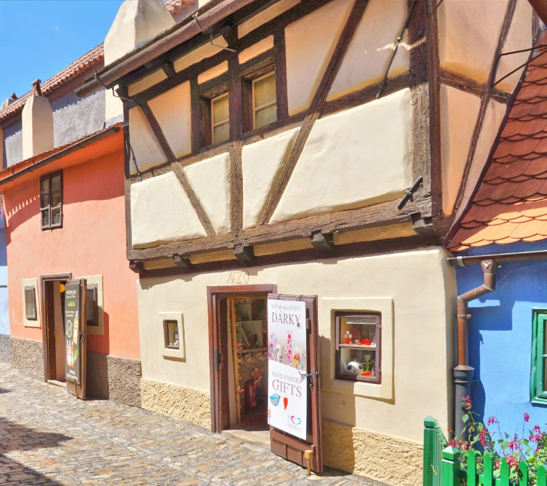 Czech Republic - Prague Castle - 16th century houses in Golden Lane, now souvenir shops and museums