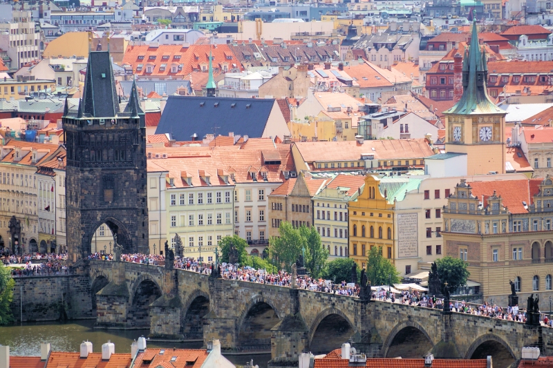 Czech Republic - Prague - 14th century Charles Bridge in the foreground
