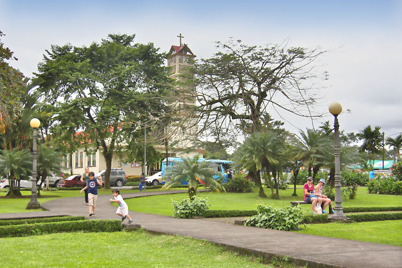 La Fortuna square and church, near Arenal, Costa Rica