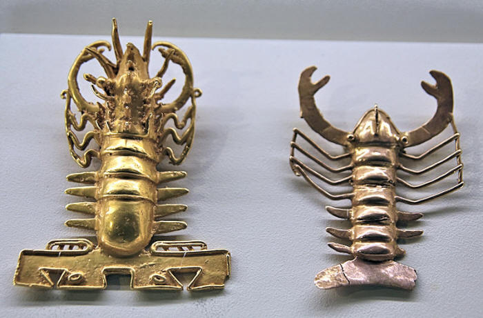 Pre-Columbian gold lobsters, Gold Museum, San Jose, Costa Rica