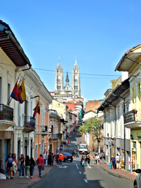 Quito_Old City_ with The Basilica of the National Vow