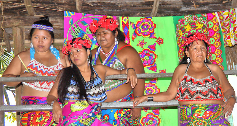 Embera ladies in traditional dress, Panama