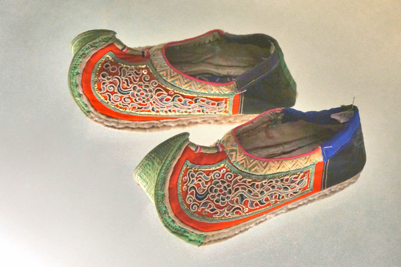 DONG shoes with couching embroidery, Guizhou, late 20th century, China