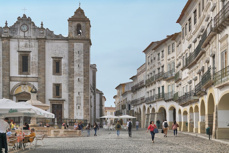 The Church of St Antony of Evora in Giraldo Square, Evora, Portugal