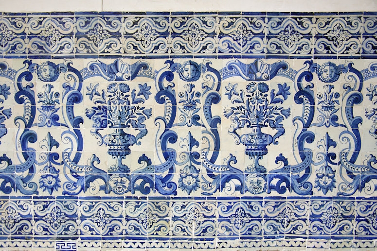 Typical wall ceramics throughout the old University of Evora, Portugal