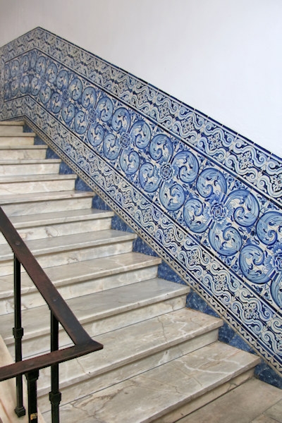 Typical wall ceramics throughout the old University of Evora, Portugal