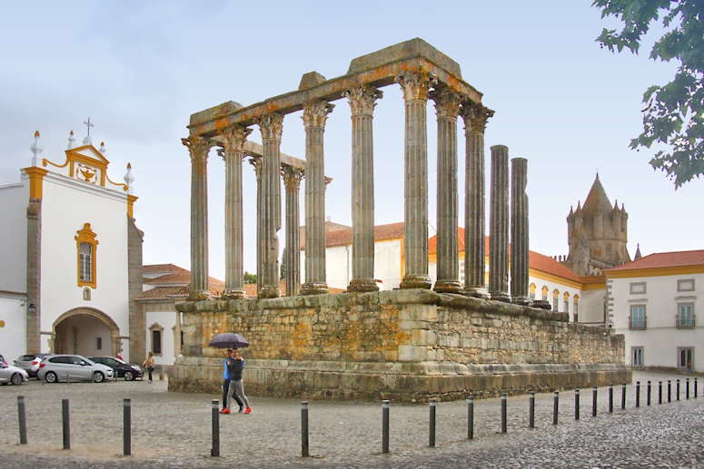 Roman Temple ruins, Evora, Portugal (the church of São João Evangelista in the background)