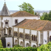 The Palace of the Dukes of Cadaval in Évora historic centre, Portugal, next-door to the Lóios Convent and Church and facing the Roman Temple of the Goddess Diana.