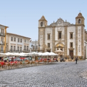 The 16th century Church of St Antony of Evora in Giraldo Square, Evora, Portugal