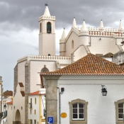 Approaching the Church of St Francis, Evora, Portugal