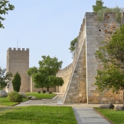 The 14th century walls surrounding the old city of Evora, in Portugal, are mostly still in place