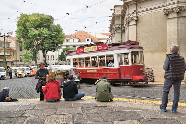 Old trams are used in the old quarter of Lisbon