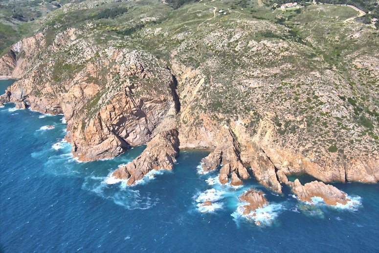 Cliffs on the coast of the 145 sq km Sintra National Park, Portugal.