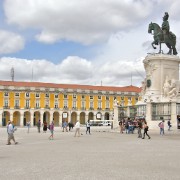 The large Commercial Square on the bank of the Tagus River, Lisbon, with the statue of King Jose I