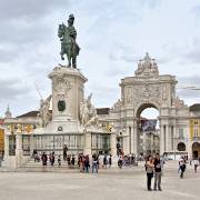 Commercial Square on the bank of the Tagus River, Lisbon, with the statue of King Jose I