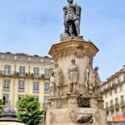 Statue of the 16th century poet Luiz de Camoes, in the square of the same name, Lisbon