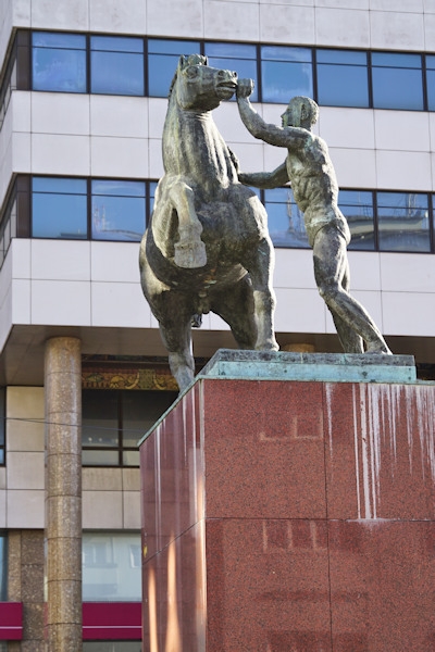 There are two equestrian statues in front of one of the BCP Millenium banks (opposite the Restaurant Palmeira) in Porto