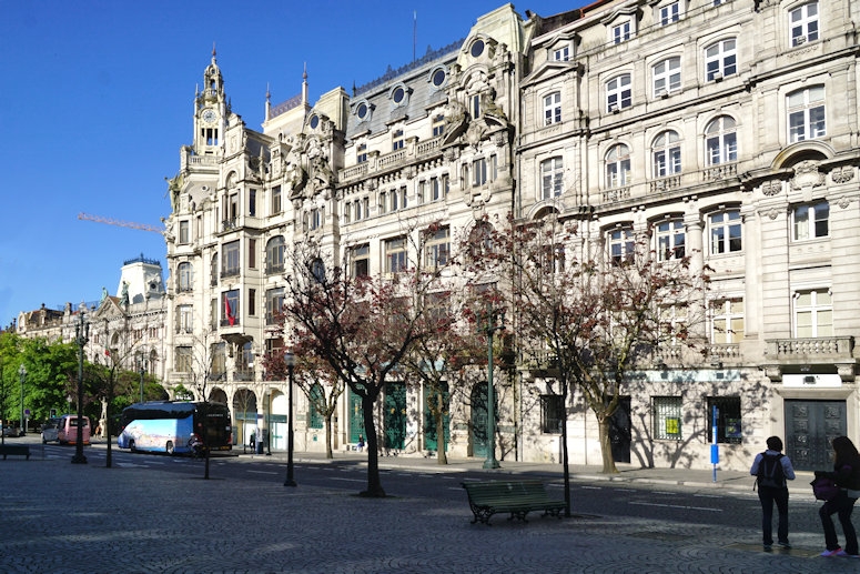 Liberdade Square, Porto. Heading south from this square along the Avenue Dom Alfonso Henriques leads straight across the Luis I bridge.