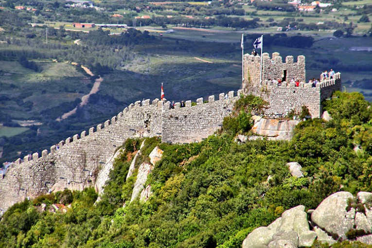 The remains of the 8th century Moorish castle can be seen further down the hill from the Pena Palace