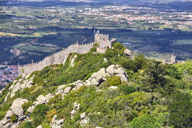 The remains of the 8th century Moorish castle can be seen further down the hill from the Pena Palace