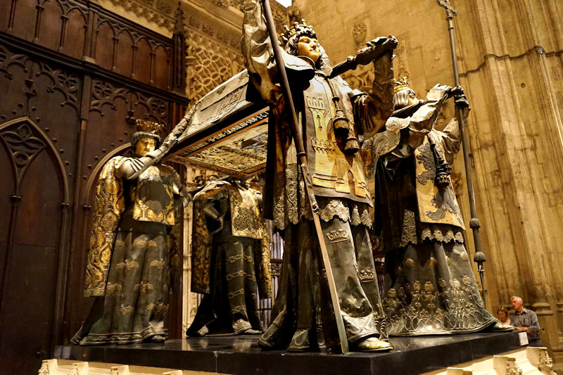 The tomb of Christopher Columbus, within the Seville Cathedral, Spain