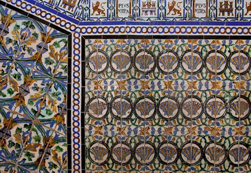 Decoraration on staircase leading to Upper Palace, Alcazar, Seville, Spain