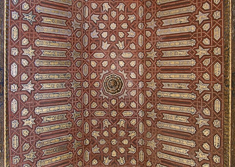 Ceiling, Detail of pattern in the Islamic palaces, Alhambra, Granada, Spain