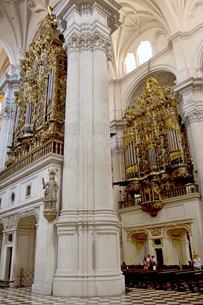 Granada Cathedral column and organ, Spain