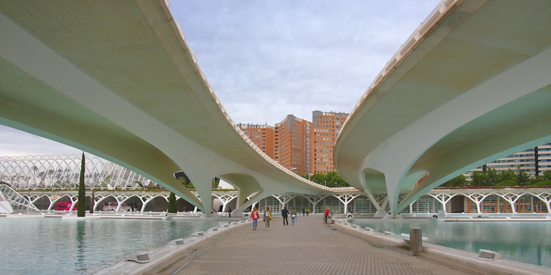 Bridge at the Art Palace end of the City of Arts and Sciences, valencia complex