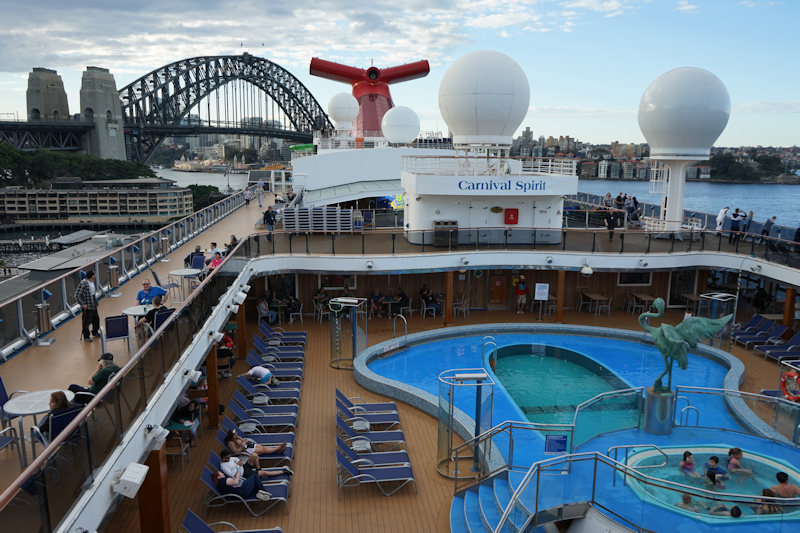 Sydney Harbour Bridge, from the deck of the Carnival Spirit